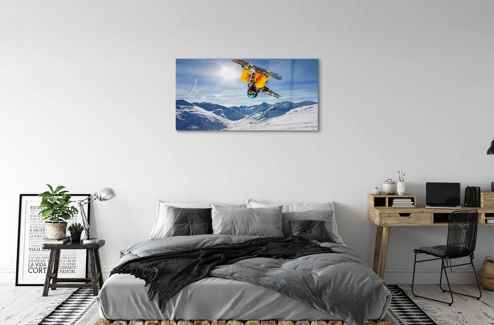Obraz na skle Man mountain board 125x50 cm