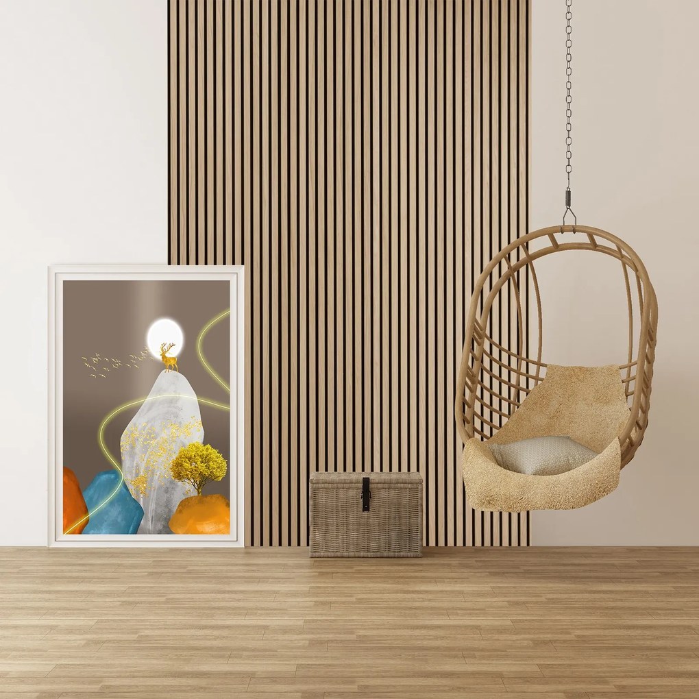 Drevený akustický panel, 2400 x 600 mm, B2BP002, breza