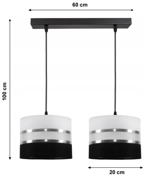 Luster na lanku CORAL 2xE27/60W/230V čiernobiela