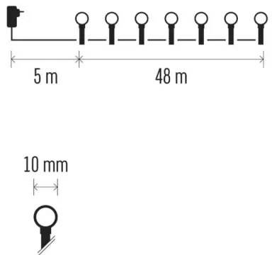 LED vianočný reťaz 480xLED/8 funkcií, 53 m, IP44, viacfarebný