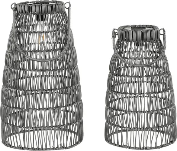 Set dvoch solárnych lampášov sivý PLA102 GREY (2 ks)