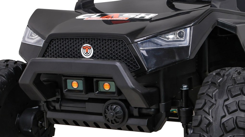 Ramiz Clash batériový kočík pre 2 deti čierny + diaľkové ovládanie + pohon 4x4 + nastavenie sedadla + rádio MP3 + LED