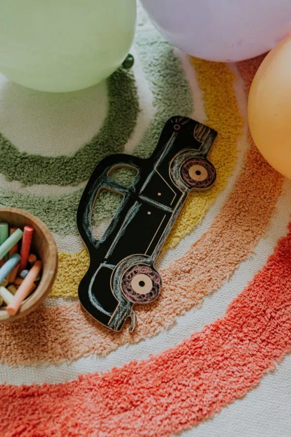 Drevená kriedová tabuľa retro auto Saturn