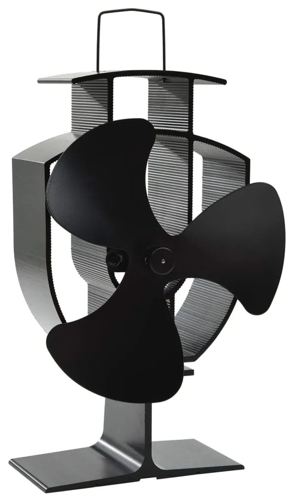 Teplom poháňaný ventilátor na krb s 3 lopatkami čierny