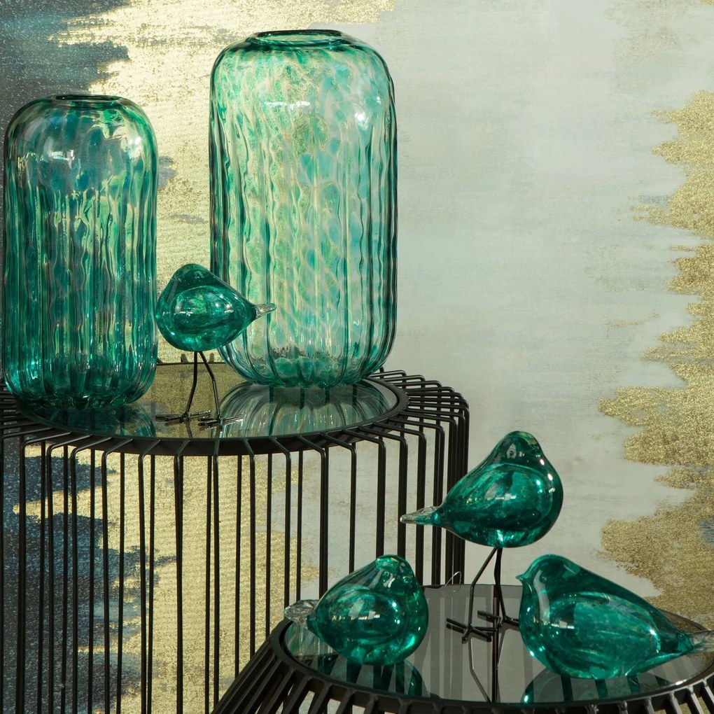 DEKORATÍVNA SKLENENÁ VÁZA GALINA2 (1) (FI) 19X34 CM TYRKYSOVÁ