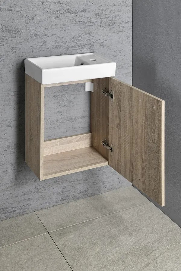 Aqualine Aqualine, ZOJA skrinka s keramickým umývadlom 40x22 cm, dub platina, 51049DP-02