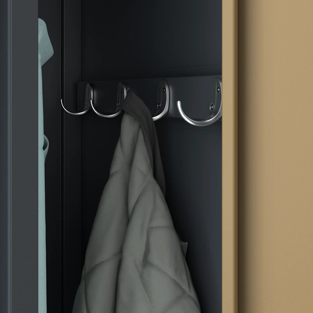 Šatníková pracovná skrinka so štyrmi priehradkami, antracitová/orechová, 800x1800x500 mm: KACPER Eco Design