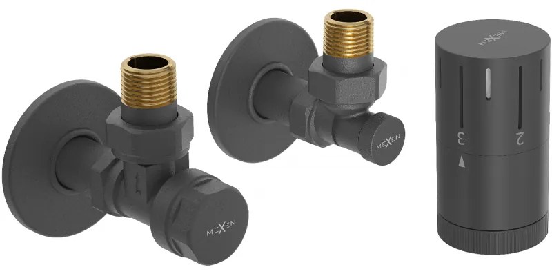 Mexen G05, uhlová termostatická súprava s krytkou, antracitová, W901-958-904-66
