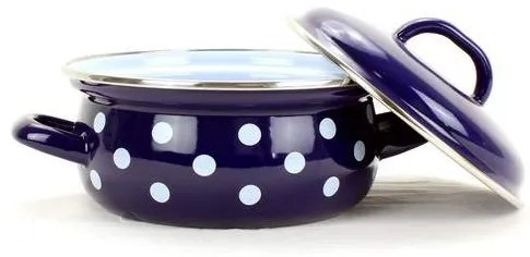 BELIS smaltovaný modrý randlík s bodkami 16 cm 1,4L