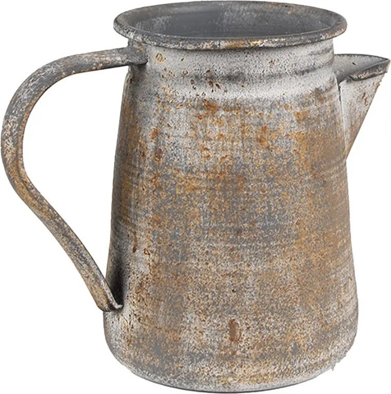 Šedý antik plechový dekoračný džbánok - 20*12*16 cm