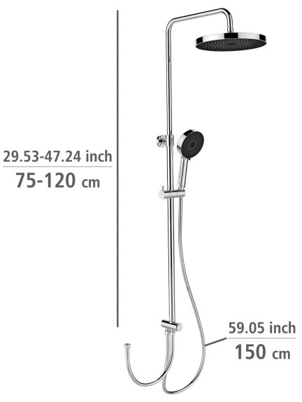 WENKO 25312100 - Sprchový stĺp SOFTWATER 12x120 cm lesklý chróm