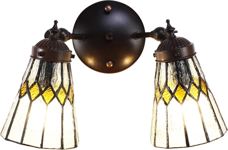 Nástenná Tiffany lampa 2 tienidlá žlté detaily Yello - 30*23*23 cm E14/max 2*25W