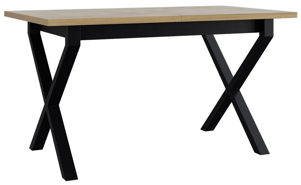 Rozkladací stôl Elarno 80 x 140/180 I, Morenie: dub artisan L, Farby nožičiek: čierne kovové