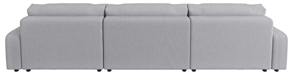 Svetlosivá menčestrová rozkladacia/s úložným priestorom rohová pohovka Sara – Ropez