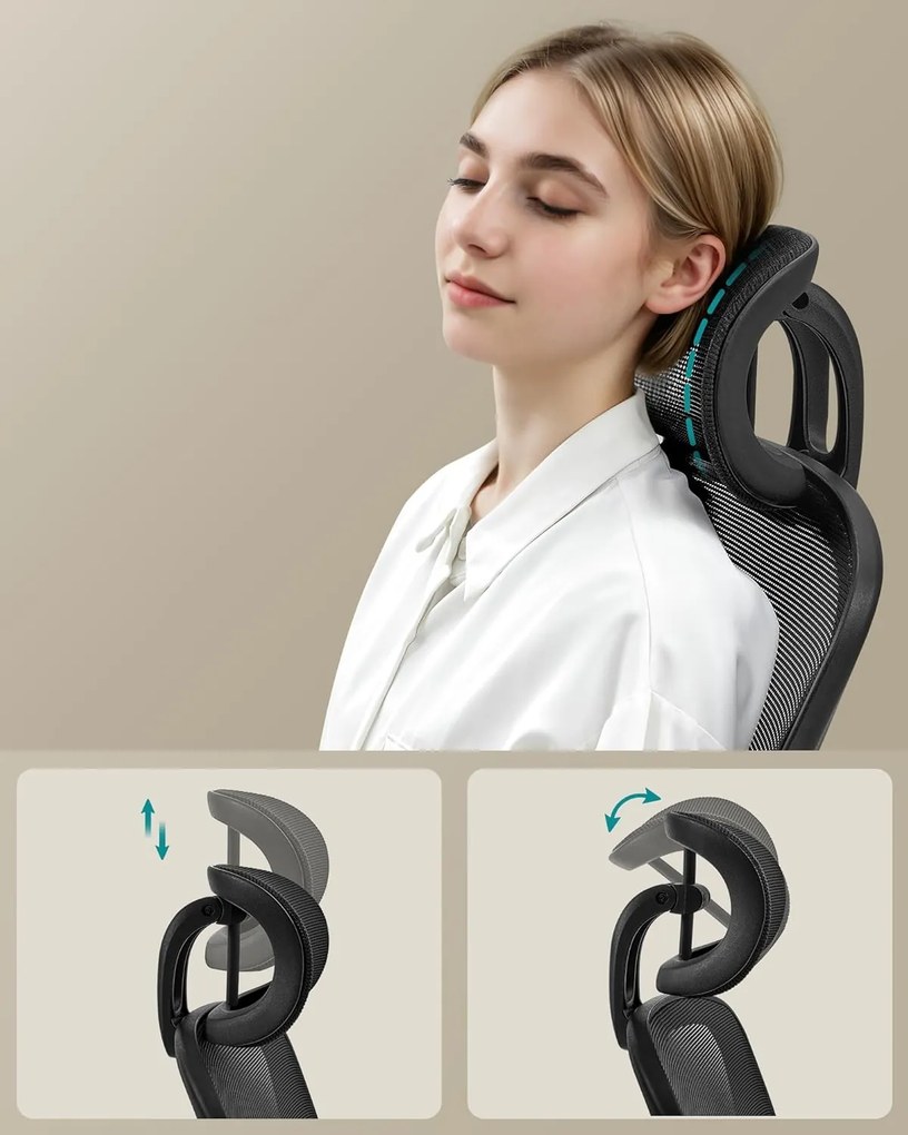 ergonomická kancelárska stolička, otočná stolička s sieťovaným operadlom, čierna farba