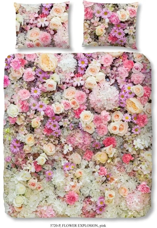 Ružové bavlnené obliečky na jednolôžko Muller Textiels Explosion, 140 × 200 cm