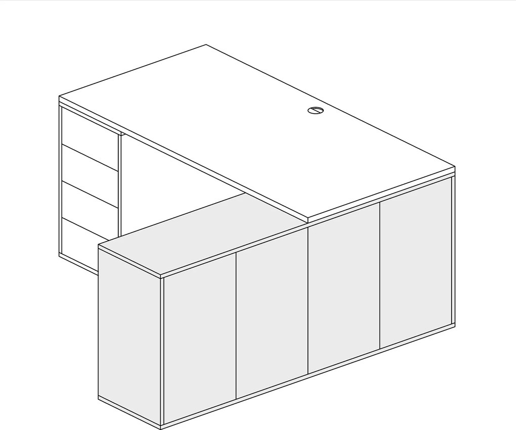 Kancelárska zásuvková komoda BLOCK, 1600 × 400 × 710 mm, 4× dvere, dub prírodný
