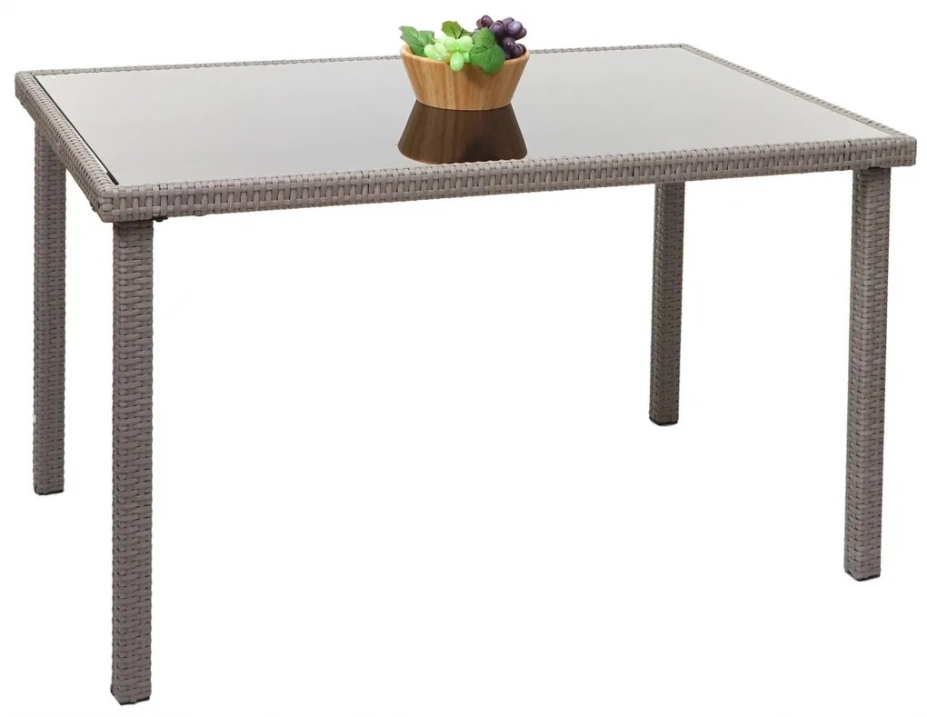 Záhradný stôl HWC-G19, polyratan,120x75cm - sivý