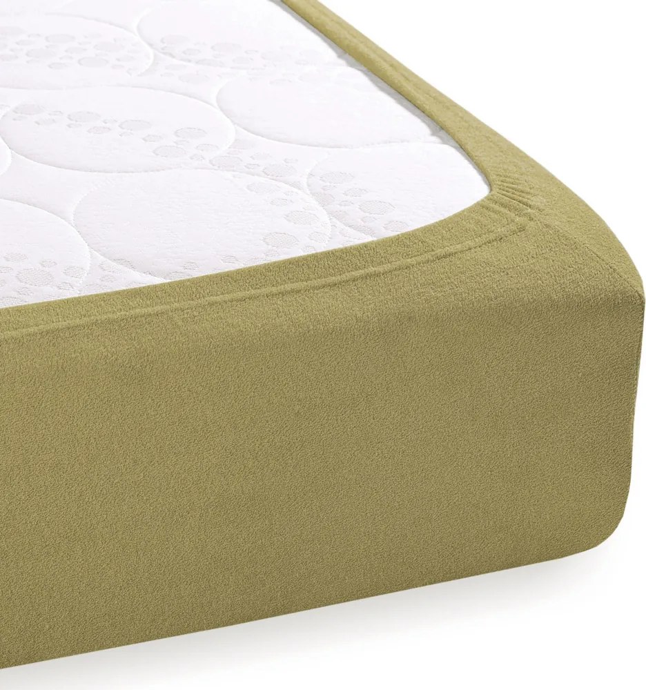 Detské froté napínacie prestieradlo do postieľky FR-020 Olivové 70 x 140 x 10 cm - do postieľky
