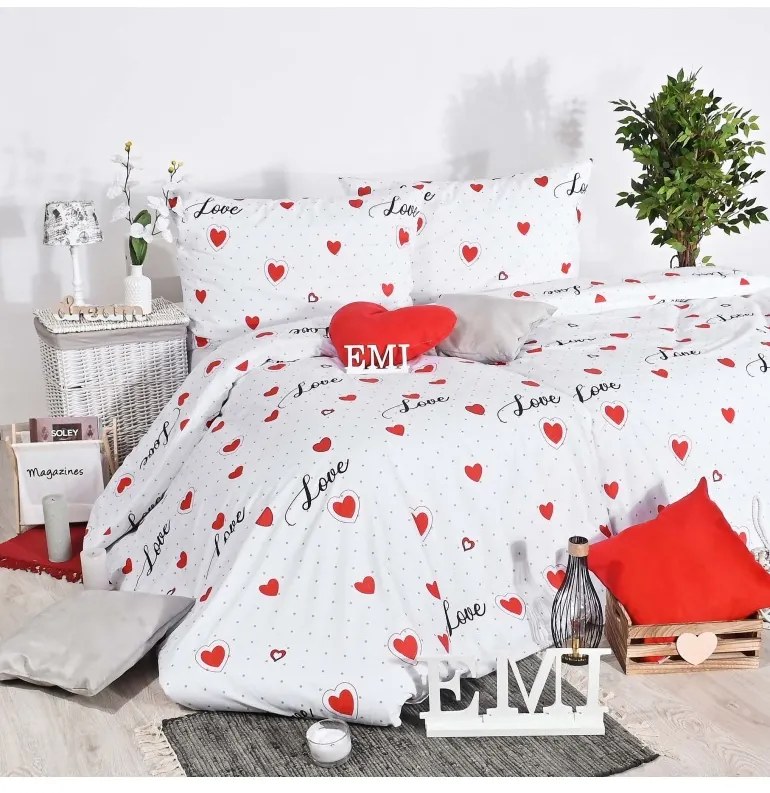 Obliečky bavlnené Love EMI, Štandardný set jednolôžko obsahuje 1x 140x200 + 1x 70x90