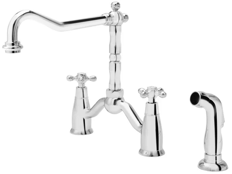 F-Design Lacrima, 3-otvorová drezová batéria s výsuvným samostatným výtokom, chróm lesklý, FD1-LRA-8-11