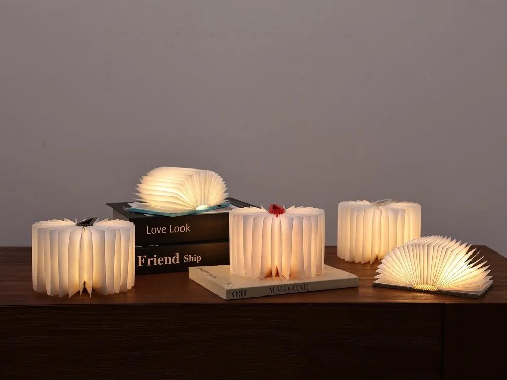 Biela prenosná svetelná dekorácia na USB BookLight – Gingko