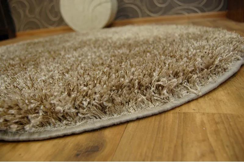 styldomova Tmavo-béžový koberec shaggy narin P901 kruh