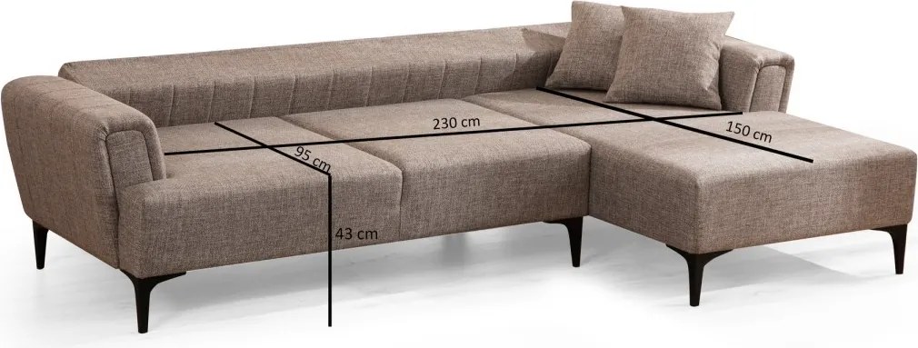 Rohová sedacia súprava Hamlet 270 cm svetlohnedá pravá