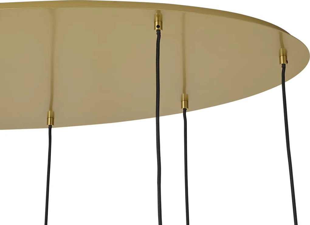 Hotelová elegantná závesná lampa mosadzná s modrým a zeleným sklom 8-svetiel - Qara