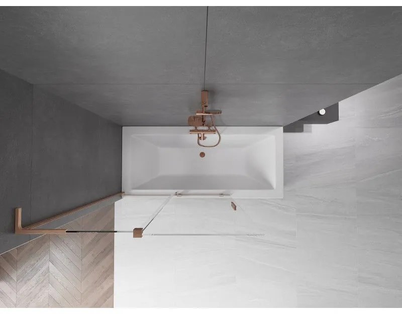 Mexen Velar L, 2-krídlová posuvná vaňová zástena 120 x 150 cm, 8mm číre sklo, medená matná, 896-120-003-01-65