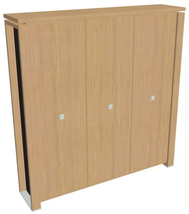 Vysoká šatníková skriňa Verno+ S 200 x 46 x 210 cm, dub svetlý / čierna