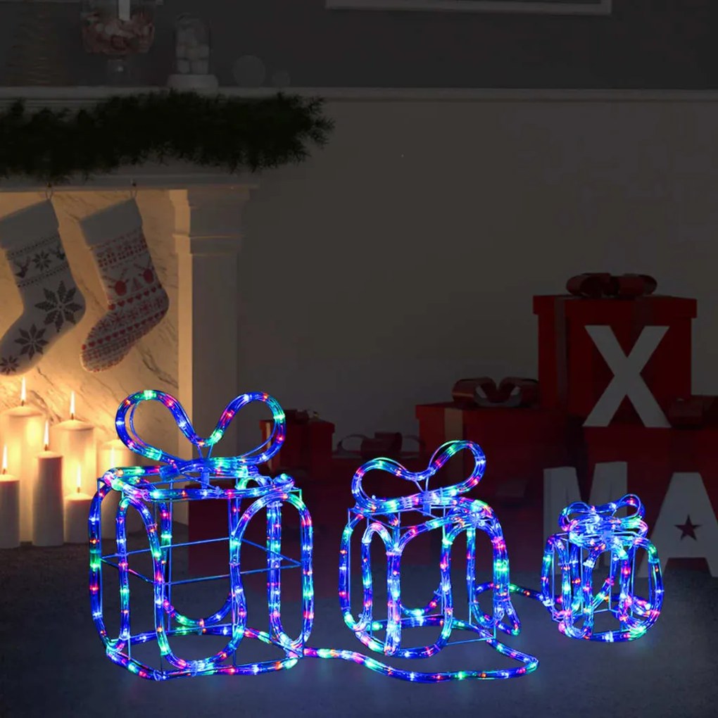vidaXL Vianočná dekorácia s darčekovými krabičkami 180 LED exteriér a interiér