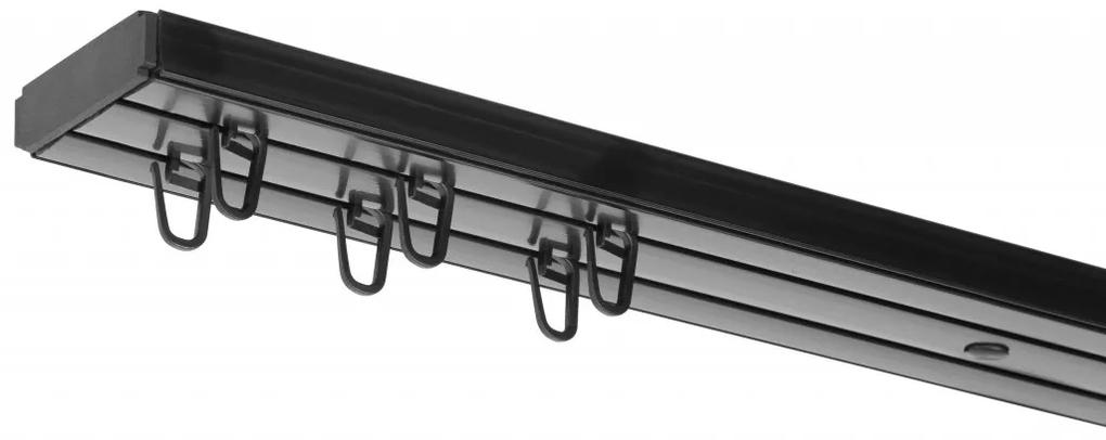 Dekodum PVC stropná lišta dvojitá čierna Dĺžka koľajnice (cm): 120, Typ prichytenia: Žabky