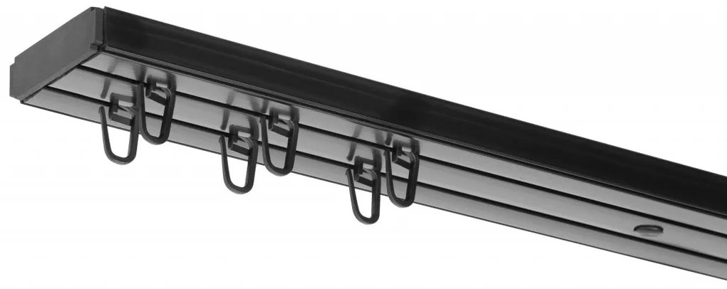 Dekodum PVC stropná lišta dvojitá čierna Dĺžka koľajnice (cm): 140, Typ prichytenia: Háčiky