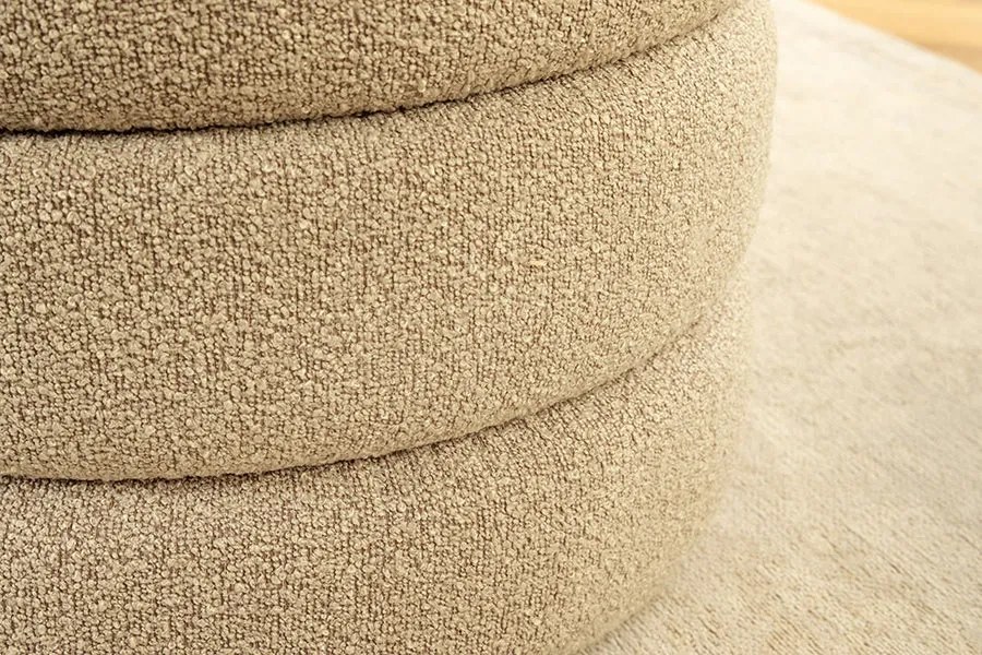 Dizajnová lavica s úložným priestorom TAUPE BOUCLÉ 115 cm – elegantný štýl a komfort
