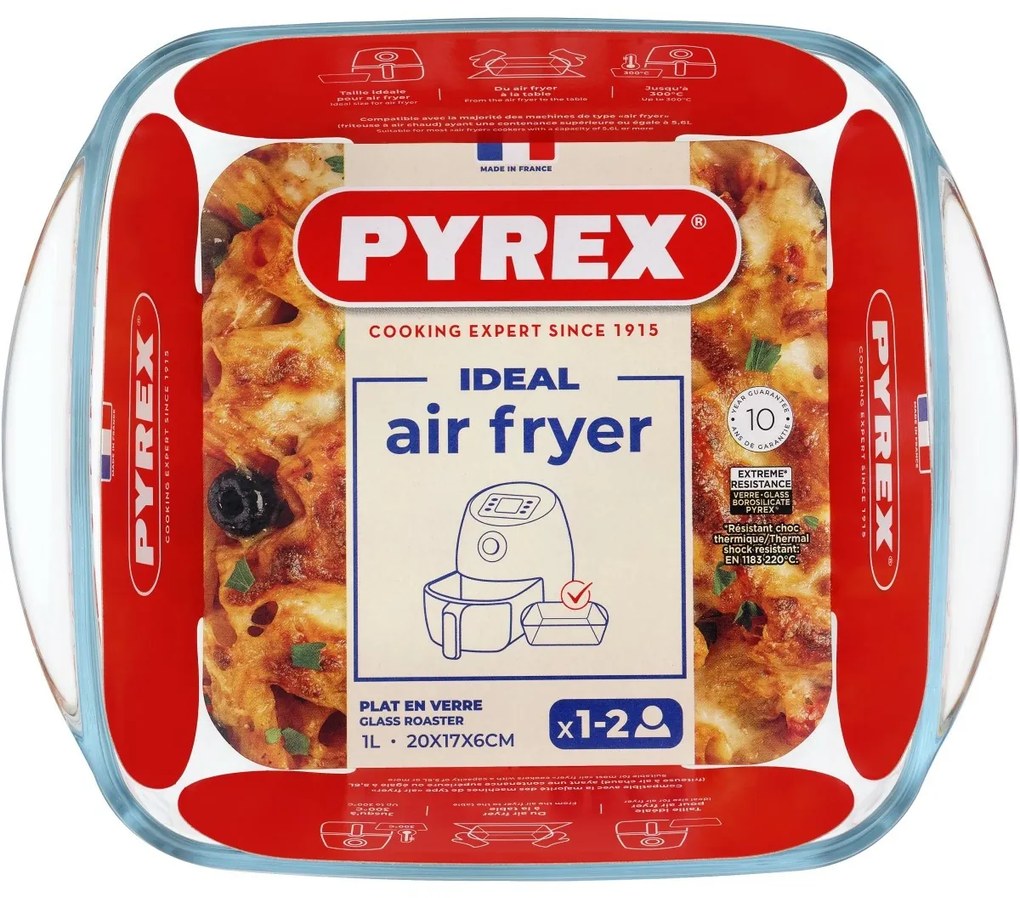 Pyrex Misa zapekacia štvorcová Air Fryer 1 l, 20 x 17 x 6 cm, 1 l