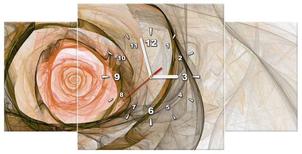 Gario Obraz s hodinami Nádherná ruža fraktál - 3 dielny Rozmery: 90 x 30 cm