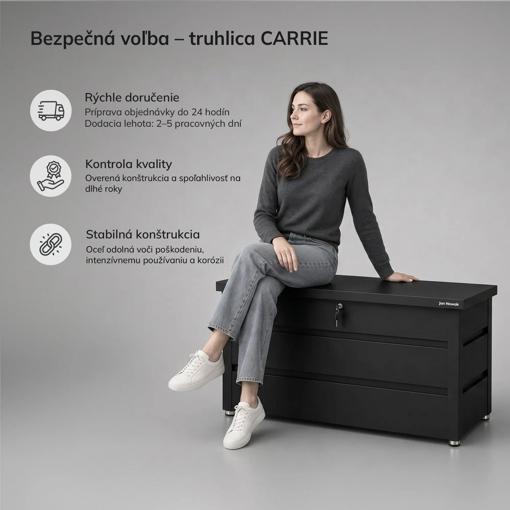 Veľký záhradný a balkónový box čierny: CARRIE 1190 x 520 x 587 mm