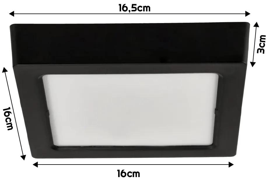 BERGE Štvorcový LED panel prisadený - čierny - 12W - PC - neutrálna biela