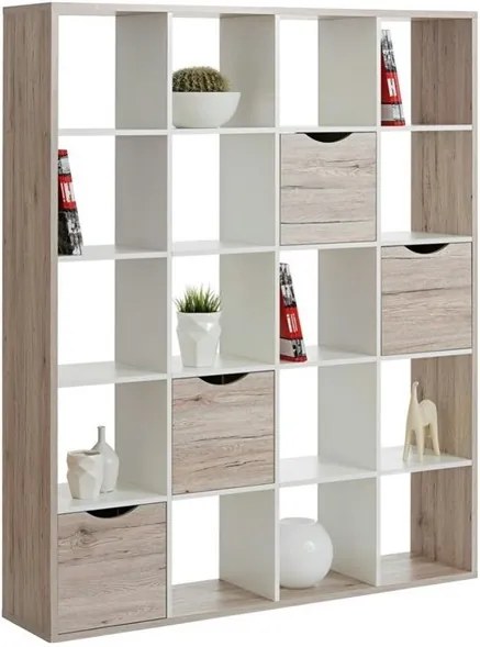 Sconto Regál QUADRO 4 dub pieskový/biela