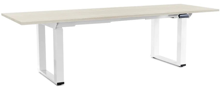 Výškovo nastaviteľný stôl OfficeTech Strong 240 x 80 cm, biela podnož, biely jaseň