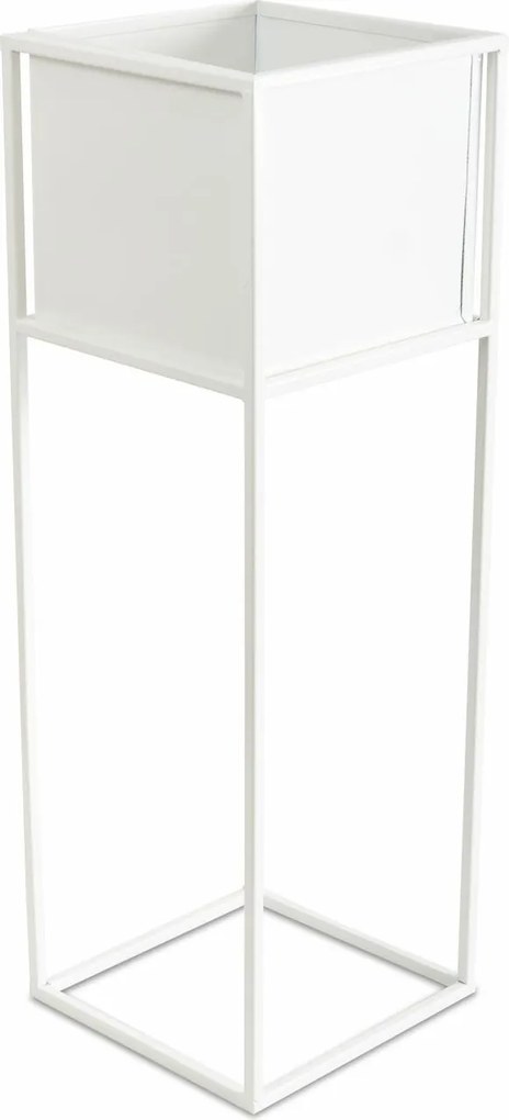 KOVOVÝ KVETINÁČ SO STOJANOM PLAIN 70X24 CM BIELA