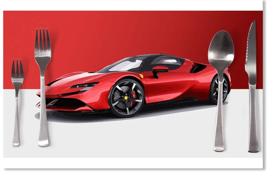 Sablio Prestieranie Ferrari na červeno-bielej: 40x30cm
