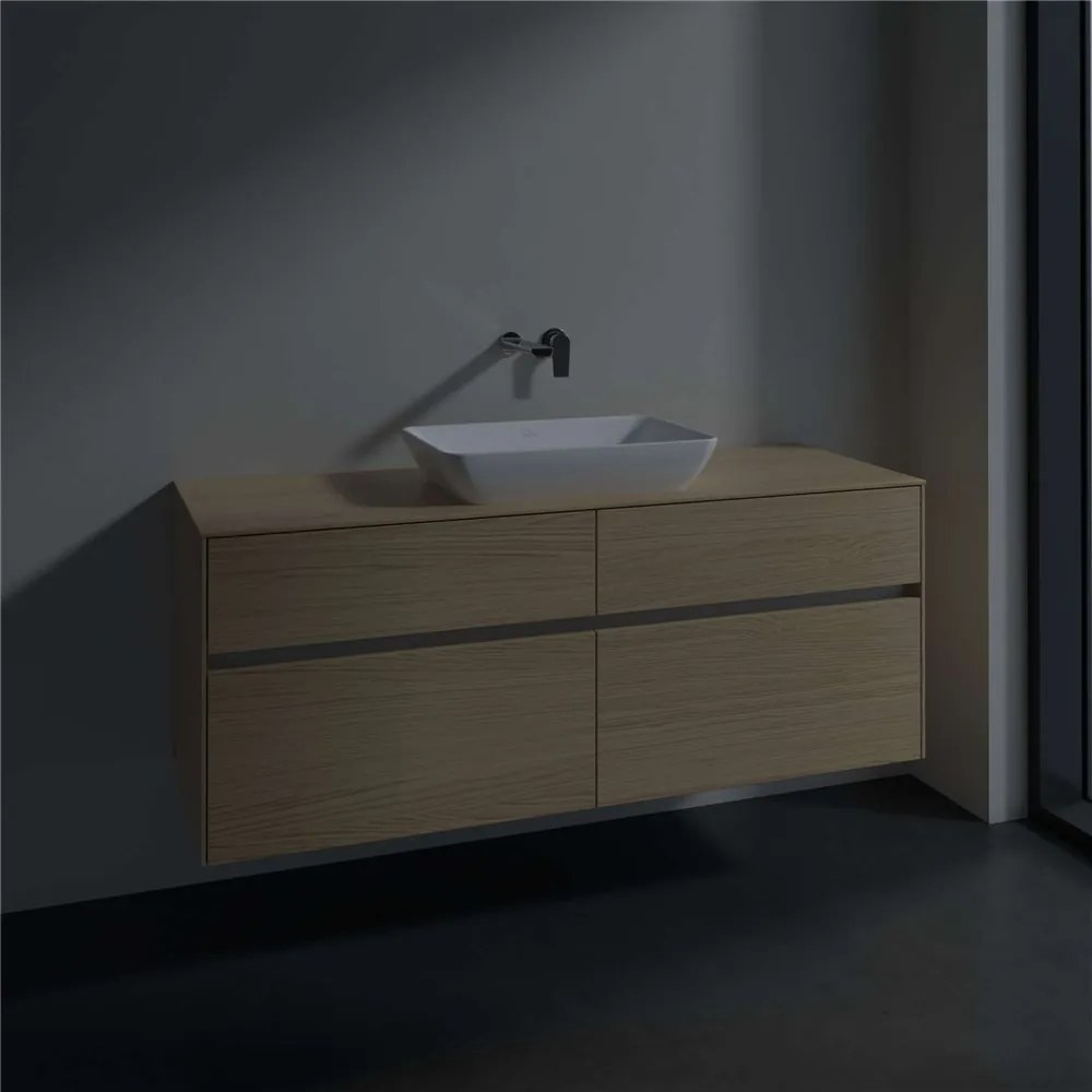 VILLEROY &amp; BOCH Collaro závesná skrinka pod umývadlo na dosku (umývadlo v strede), 4 zásuvky, 1400 x 500 x 548 mm, Nordic Oak, C11600VJ