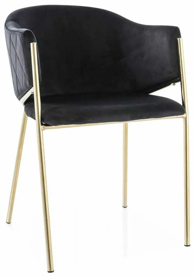 Jedálenská stolička Serilda Velvet II, čierna / zlatá