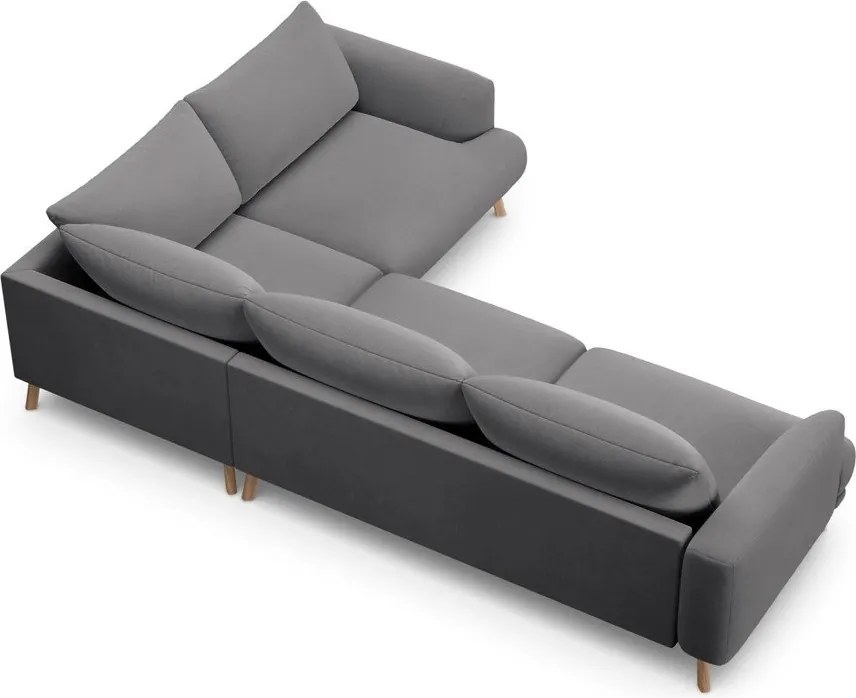 Sivá zamatová rohová pohovka (pravý roh/do L) Naomi – Micadoni