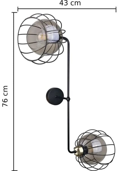 Nástenné svietidlo SOLO BLACK 2xE27/60W/230V čierna/zlatá
