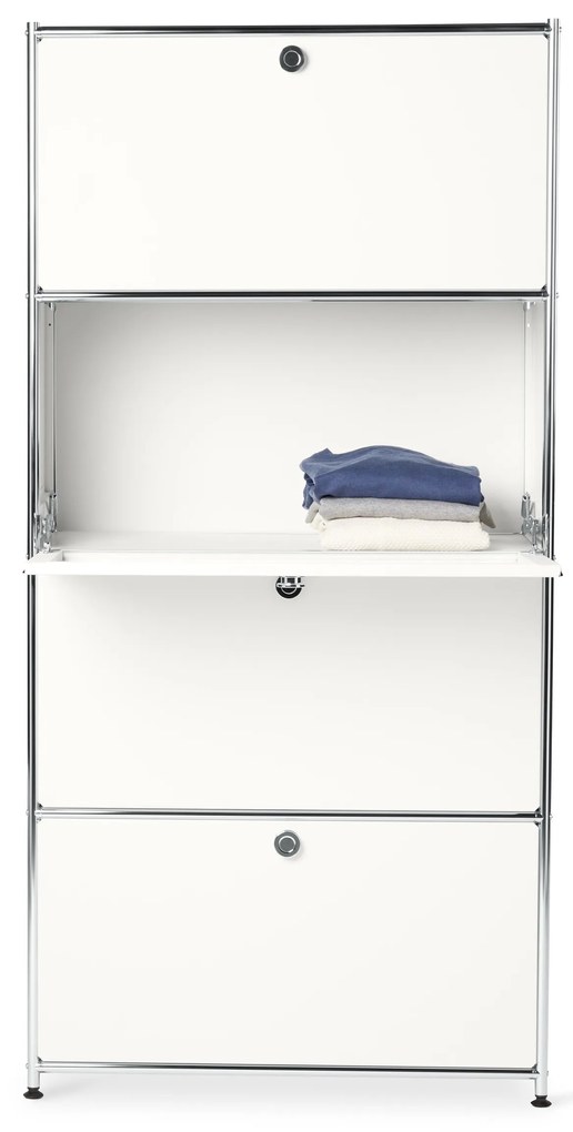 Kovová vysoká skrinka »CN3« so 4 výklopnými priehradkami, biela