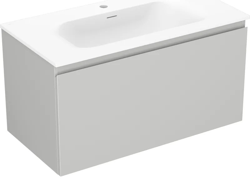 Mexen Orio, kúpeľňová skrinka 90 cm s umývadlom Vela, 1 zásuvka, šedá matná/biela matná, 91A10-09047-1-BF62-W23M01