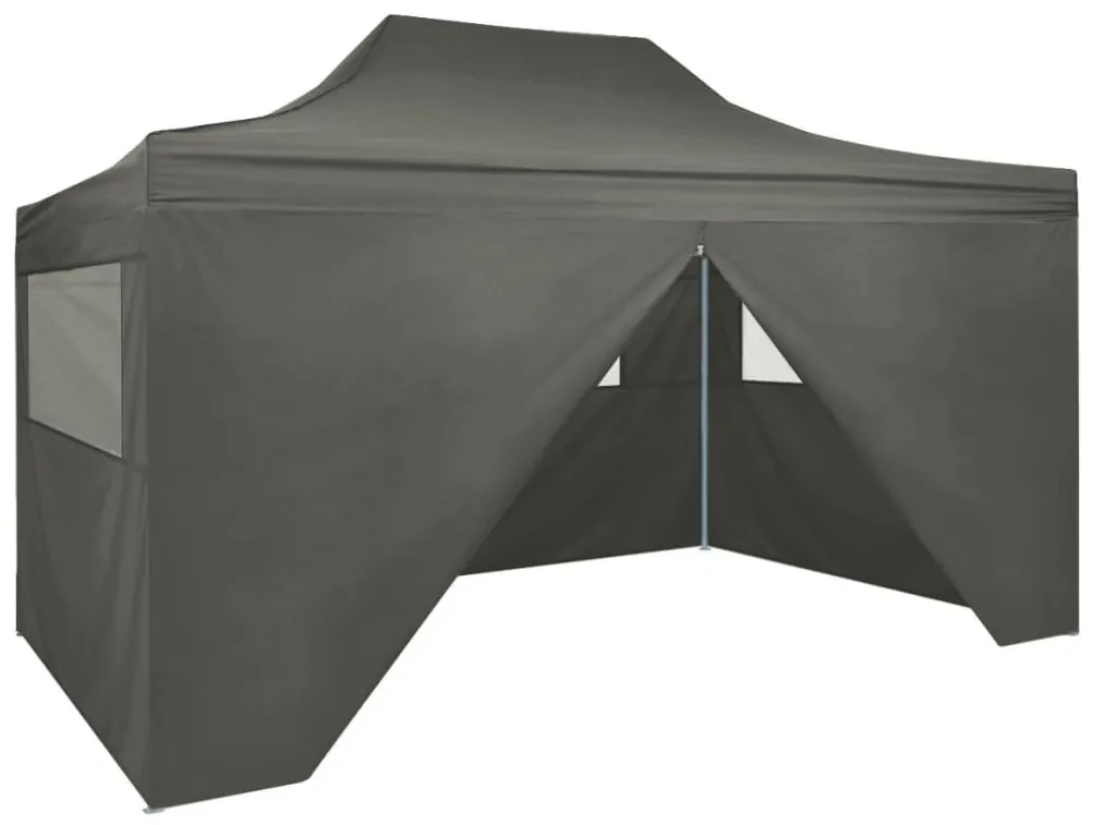 vidaXL Skladací záhradný stan so 4 bočnými stenami 3x4,5m antracitový